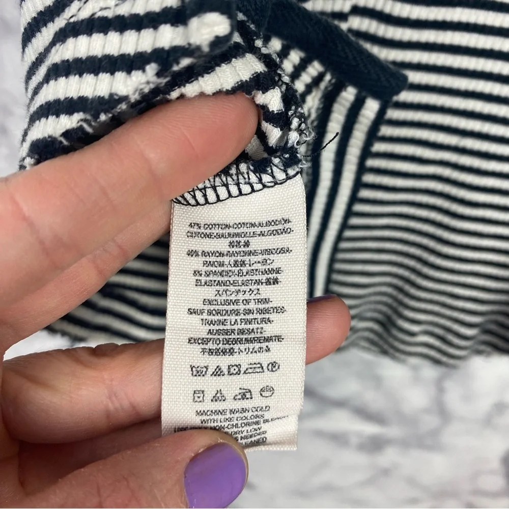 Free People Black and White Fitted Cut Out Tee